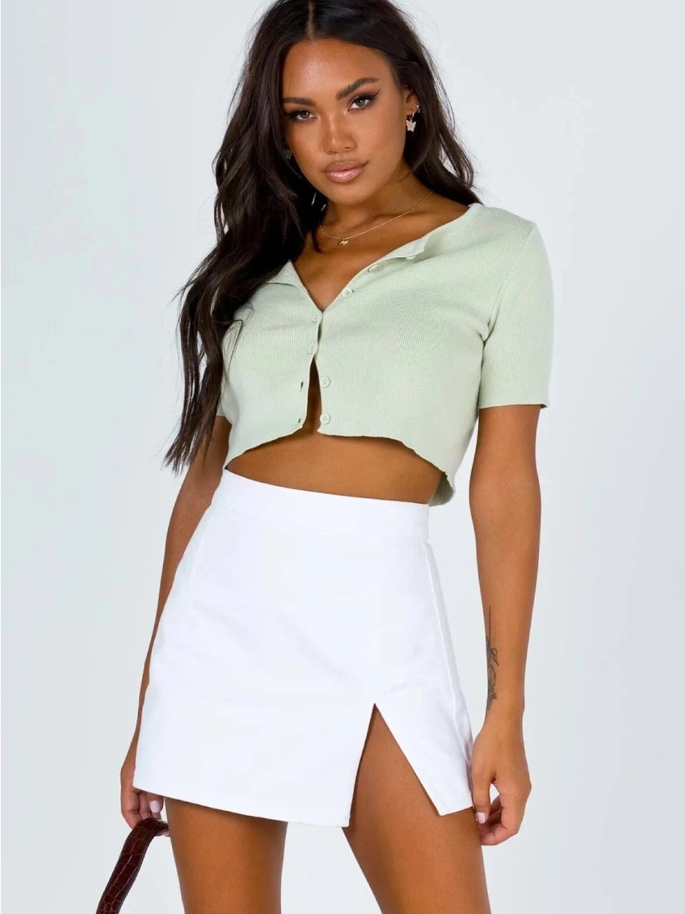 Lioness White Mini Skirt with Hot Pink Accent